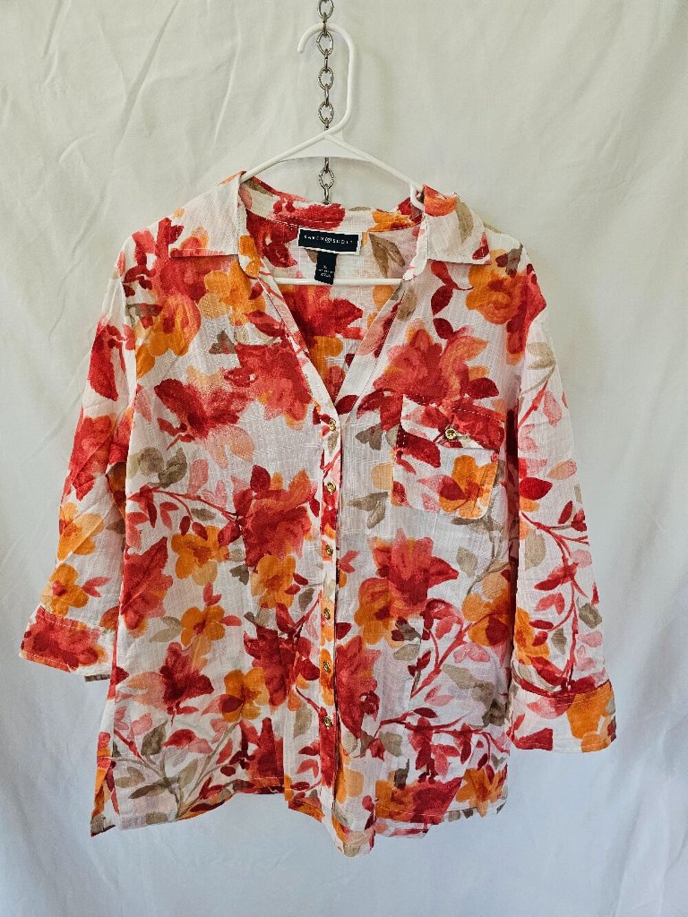 Red and orange blouse